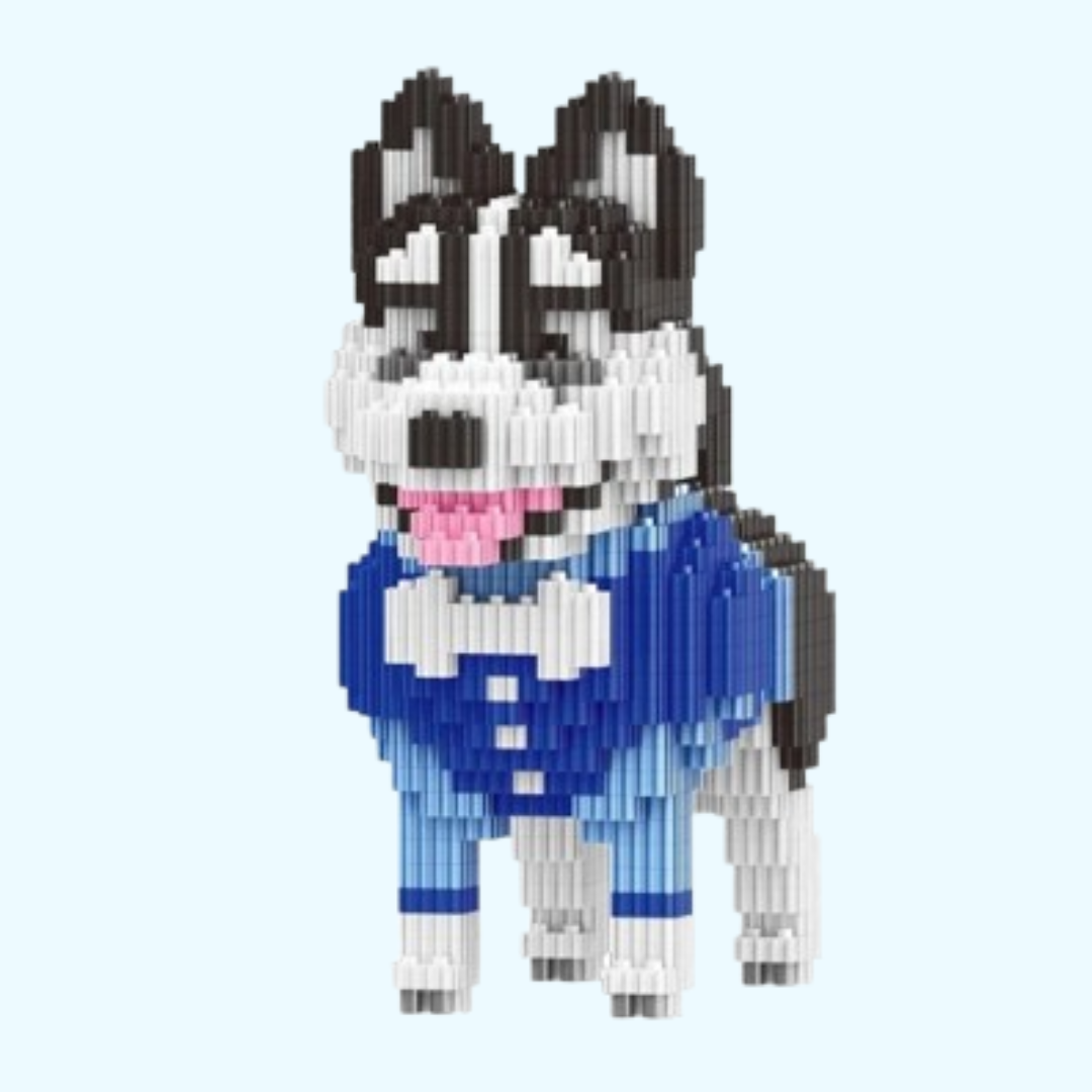 Husky im blauen Anzug | Bausteine