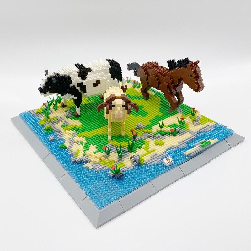 Pferd, Kuh und Schaf auf der Weide  | Bausteine